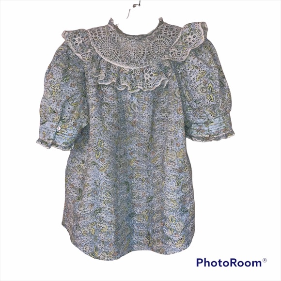 Anthropologie XL Dreamer Ruffled Eyelet Blouse NWT - Picture 7 of 15